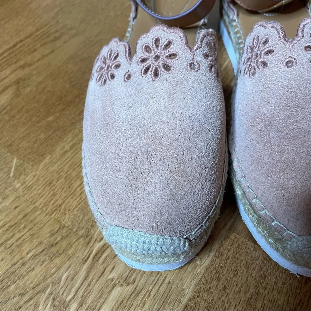 See by Chloe Pink Glyn Floral Laser Cut Espadrille Flat